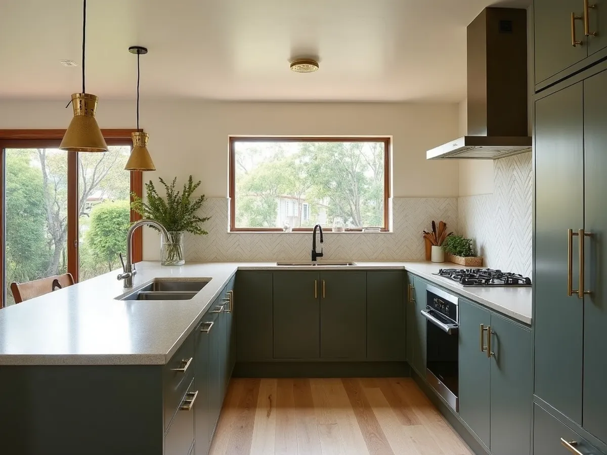 Renovated kitchen with stone island bench and custom joinery in Cabarita Beach